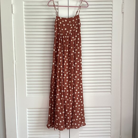 Abercrombie & Fitch Flowy Polka Dot 100% Cotton Maxi Dress Sz ST - Picture 10 of 15